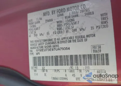 2007 Ford Explorer Xlt z USA, uszkodzony, nr VIN 1FMEU73E97UA79354